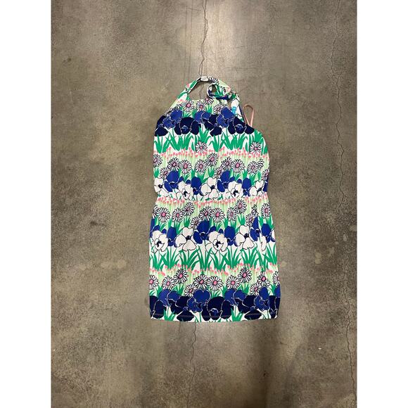 TORI RICHARD size L morning glory navy floral sleeveless dress elastic waist - Picture 1 of 4